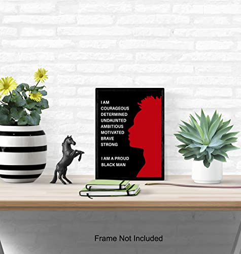 Proud Black Man Poster - 8x10 African American Motivational Wall Art - Black Wall Art - Black Pride Room Decor - Gift for Men, Boys, Teens Bedroom, Classroom, Living Room, Home, Apartment, Dorm