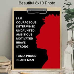 Proud Black Man Poster - 8x10 African American Motivational Wall Art - Black Wall Art - Black Pride Room Decor - Gift for Men, Boys, Teens Bedroom, Classroom, Living Room, Home, Apartment, Dorm