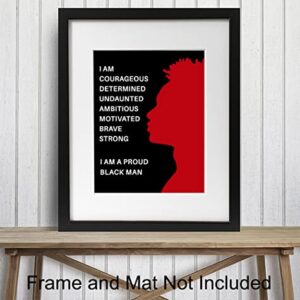 Proud Black Man Poster - 8x10 African American Motivational Wall Art - Black Wall Art - Black Pride Room Decor - Gift for Men, Boys, Teens Bedroom, Classroom, Living Room, Home, Apartment, Dorm