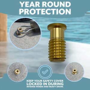 Poolzilla 10 Pack Pool Safety Cover Threaded Brass Insert Screw Bolt for Anchor