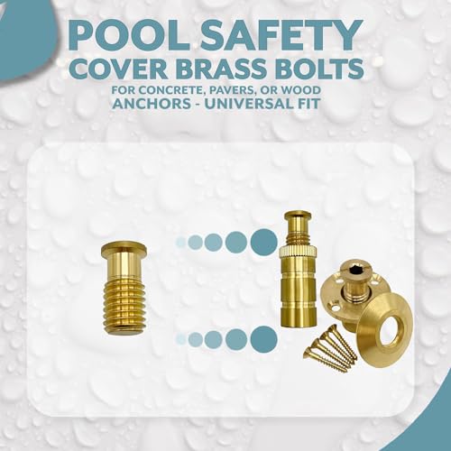 Poolzilla 10 Pack Pool Safety Cover Threaded Brass Insert Screw Bolt for Anchor