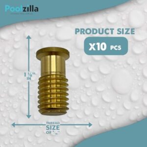 Poolzilla 10 Pack Pool Safety Cover Threaded Brass Insert Screw Bolt for Anchor