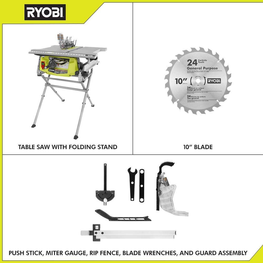 RYOBI RTS12 15 Amp 10 in. Table Saw with Folding Stand (Renewed)