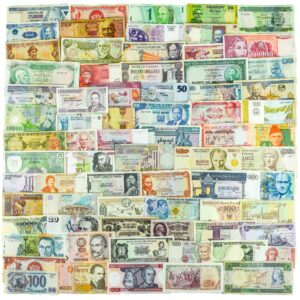 20 different world banknotes, real valuable paper money, old foreign currency collection