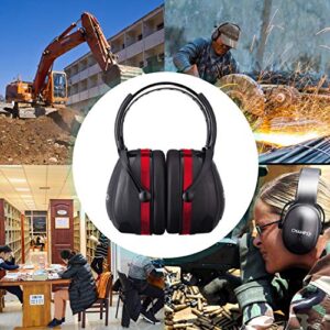 CHAMPS Shooting Earmuff, Noise Reduction Safety Ear Muffs, Hearing Protection, Adjustable Headband, NRR 29dB Rated for Construction Work Shooting Range Hunting [Red]