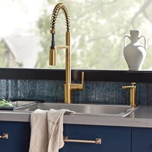 Moen Align Brushed Gold One Handle Spring Pulldown Kitchen Faucet, Farmhouse Style High-Arc Kitchen Sink Faucet with Power Boost for a Faster Clean, 5923SRS