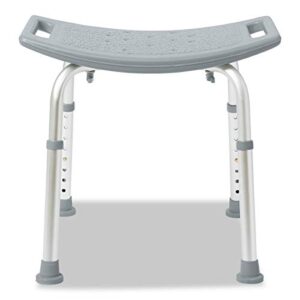 medline shower chair without back, bath bench supports up to 400 lbs, gray