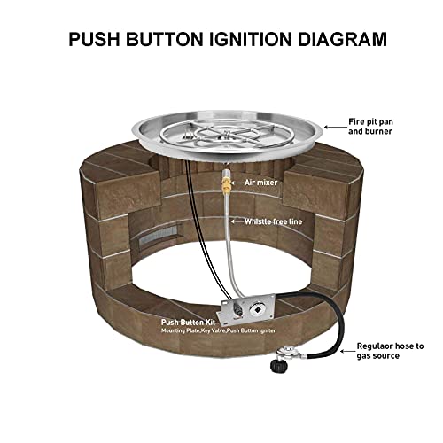 Stanbroil 25 inch Round Drop-in Fire Pit Pan with Spark Ignition Kit Propane Gas Version