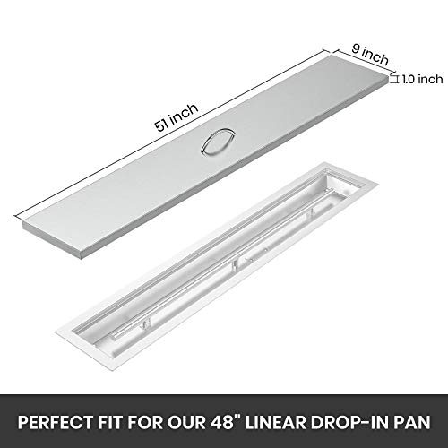 Stanbroil Fire Pit Lid Fits 48 x 6 Inches Linear Drop-in Burner Pan, Solid Stainless Steel Cover for Outside Firepit