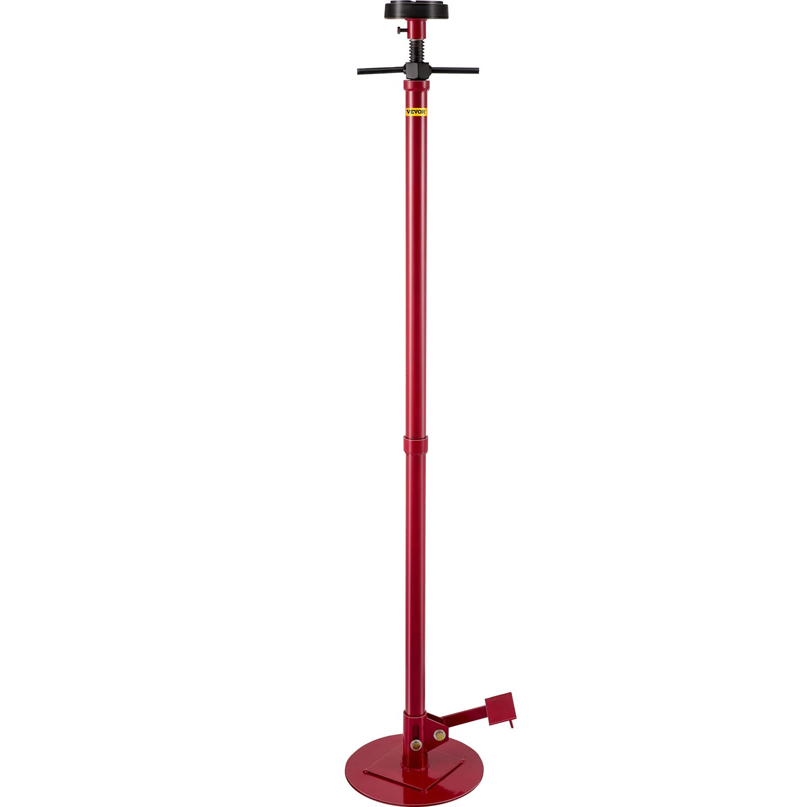 Bestauto Underhoist Stand 3/4 Ton Capacity Pole Jack Heavy Duty Jack Stand Car Support Jack Lifting from 1.5 m to 2.0 m, Round Base, with Pedal, Easy Adjustment, Automotive Support Jack Stand, Red