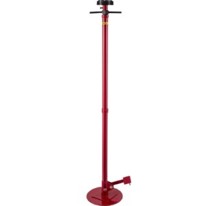 Bestauto Underhoist Stand 3/4 Ton Capacity Pole Jack Heavy Duty Jack Stand Car Support Jack Lifting from 1.5 m to 2.0 m, Round Base, with Pedal, Easy Adjustment, Automotive Support Jack Stand, Red