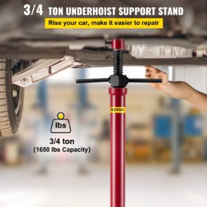 Bestauto Underhoist Stand 3/4 Ton Capacity Pole Jack Heavy Duty Jack Stand Car Support Jack Lifting from 1.5 m to 2.0 m, Round Base, with Pedal, Easy Adjustment, Automotive Support Jack Stand, Red