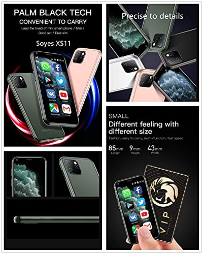 SOYES XS11 3G Mini Smartphone 2.5Inch WiFi GPS China Mobile RAM 1GB ROM 8GB Quad Core Android Cell Phones 3D Glass Slim Body HD Camera Dual Sim Google Play Cute Smartphone (Black)