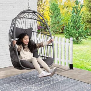 NICESOUL® Hanging Egg Chair Without Stand Tree Ceiling Egg Basket Chairs UV Resistant 265lbs Capaticy for Patio Backyard Balcony Bedroom Living Room with Hanging Steel Chain & Cushions Dark Grey