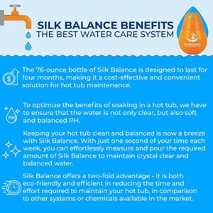 Silk Balance Hot Tub 76 oz with ScumSponge Oil-Absorbing Sponge for Spas, Natural Treatment to Keep pH and Alkalinity Balanced for Hot Tubs, Pool & Spa, SILKBALANCE Water Care Solution, 4 Month Supply