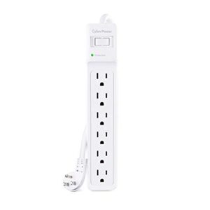 cyberpower b615 essential surge protector, 1500j/125v, 6 outlets, 15 ft power cord, white