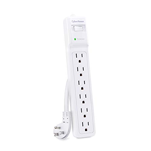 CyberPower B615 Essential Surge Protector, 1500J/125V, 6 Outlets, 15 ft Power Cord, White