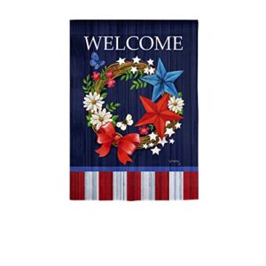 evergreen flag beautiful patriotic wreath suede garden flag - 13 x 1 x 18 inches fade and weather resistant outdoor decoration for homes, yards and gardens