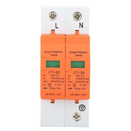 2 Pole 1 Piece Protection Device DIN Rail Mount Protector Low Voltage Device 10-20KA 420V Electronic Lightning Protection