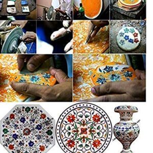 Marble Coffee Table 48" X 30" Inch Pietra Dura Marquetry Inlay Vintage Decorative