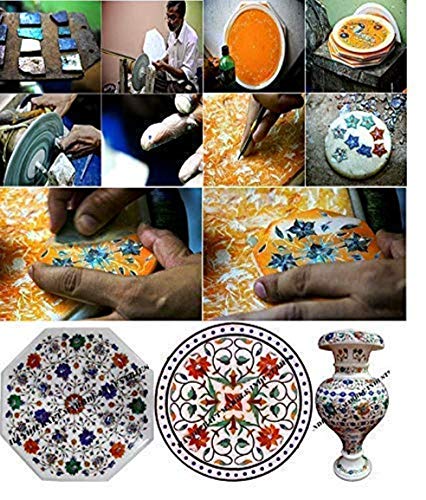 Marble Coffee Table 48" X 30" Inch Pietra Dura Marquetry Inlay Vintage Decorative