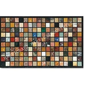 48" X 30" Inch Dining Table Geometrical Design Multi Colour Pietra Dura Marquetry Art