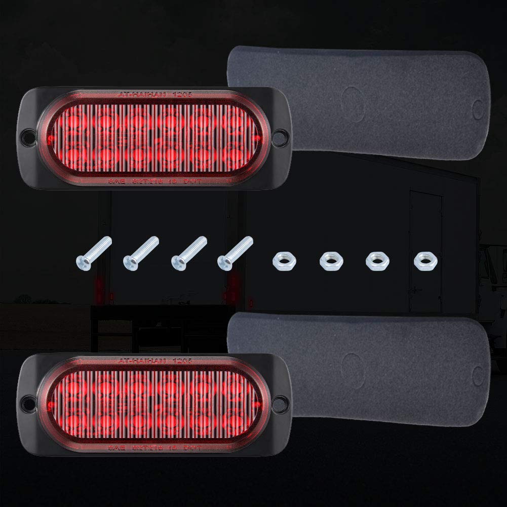 AT-HAIHAN Pack of 2 Aluminum Housing Red LED Trailer Stop Brake Turn Tail Lights, DOT Compliant Waterproof Surface Mount Lighting for Truck Tractor Jeep RV