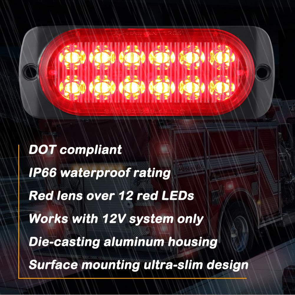 AT-HAIHAN Pack of 2 Aluminum Housing Red LED Trailer Stop Brake Turn Tail Lights, DOT Compliant Waterproof Surface Mount Lighting for Truck Tractor Jeep RV