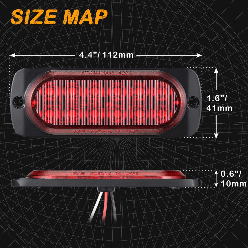 AT-HAIHAN Pack of 2 Aluminum Housing Red LED Trailer Stop Brake Turn Tail Lights, DOT Compliant Waterproof Surface Mount Lighting for Truck Tractor Jeep RV