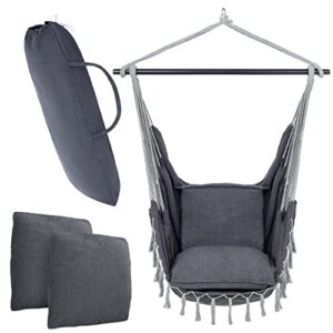 vita5 hanging chair outdoor & indoor- sturdy & safe hammock chair - stylish boho hanging chair for bedroom decor - easy to assemble hammock swing - comfy padded hanging swing - swinging chair