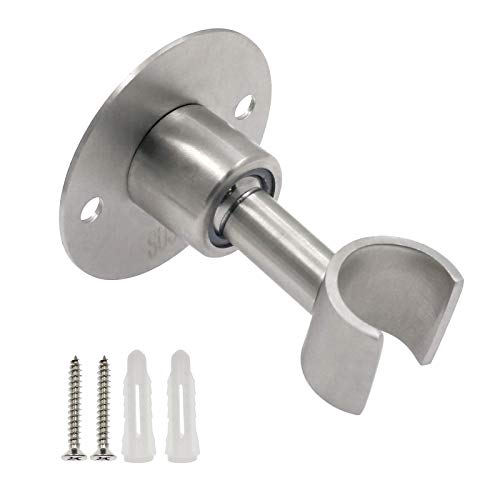 BokWin Stainless Steel Shower Head Holder, 360° Adjustable Handheld Bathroom Shower Head Bracket, Metal Shower Spray Holder Wall Mount, Brushed SUS 304 Steel Holder (Screw Installation)