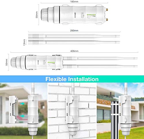 WAVLINK AC600 Outdoor WiFi Upgrade Version Extender,Weatherproof Internet Long Range Signal Booster,Wireless Dual Band 2.4+5G Repeater/Router/AP with POE,No WiFi Dead Zones for Outdoor WiFi Coverage