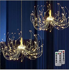 heageero outdoor battery operated chandelier 2 pack,firework lights starburst light 180 leds,ceiling hanging decorative for party christmas,indoor using