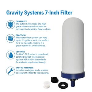 ProOne Big II Gravity Water Filter, 2.5-Gallon Water Filtration System with (2) 7-Inch Filters and BPA-Free Spigot, Independently Tested Proven to Reduce PFAS