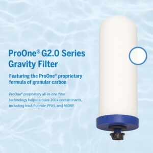 ProOne G2.0 9-Inch Gravity Water Replacement Filter for Big+ Countertop Gravity Water Filtration Systems, 2 Pack, Independently Tested Proven to Reduce PFAS