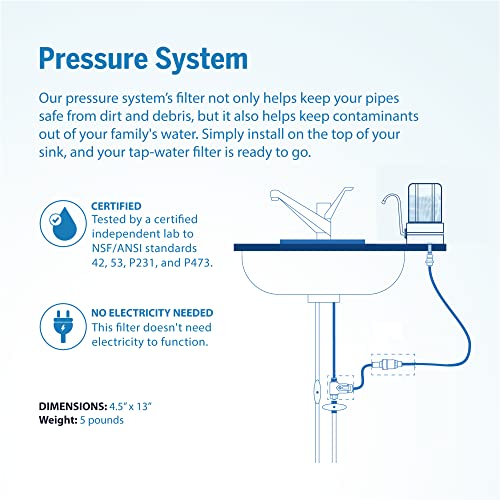 ProOne Coldstream Countertop Water Filter System, Includes Dedicated Faucet