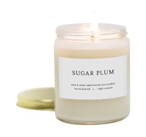 wax & wane sugar plum modern candle- 8 oz scented candle for men and women for home, bedroom, bathroom - 40+ hours long lasting scented candles hand made in the usa from 100% natural soy wax