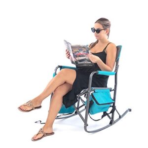 Creative Outdoor Collapsible Folding Rocking Director Chair | Folding Chair for Camping Picnic Beach Patio (Teal/Gray)