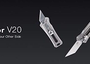 RovyVon V20 EDC Pocket Tool, Titanium Body, Utility Blade, Mini Keychain for Bottle Open/Box Cutter/Key Carabiner, for Gift