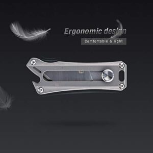 RovyVon V20 EDC Pocket Tool, Titanium Body, Utility Blade, Mini Keychain for Bottle Open/Box Cutter/Key Carabiner, for Gift