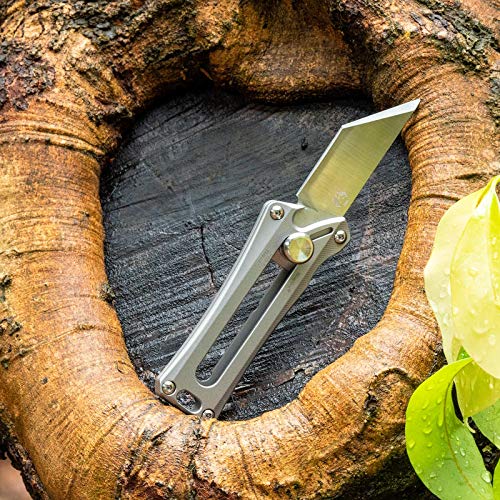 RovyVon V20 EDC Pocket Tool, Titanium Body, Utility Blade, Mini Keychain for Bottle Open/Box Cutter/Key Carabiner, for Gift