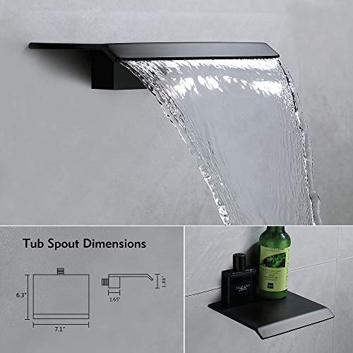 Bathtub Shower Faucet 7.1 Inch Tub Spout Matte Black Wall Mount Waterfall Tub Faucet