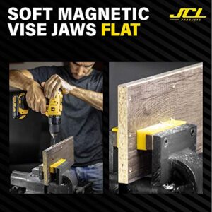 JCL Soft Vise Jaws, 6 inch vice jaw pads (2 pack), including 1 set grooved and 1 set flat, Use on any Metal Bench Vise to safely clamp flat, round or irregular shapes objects