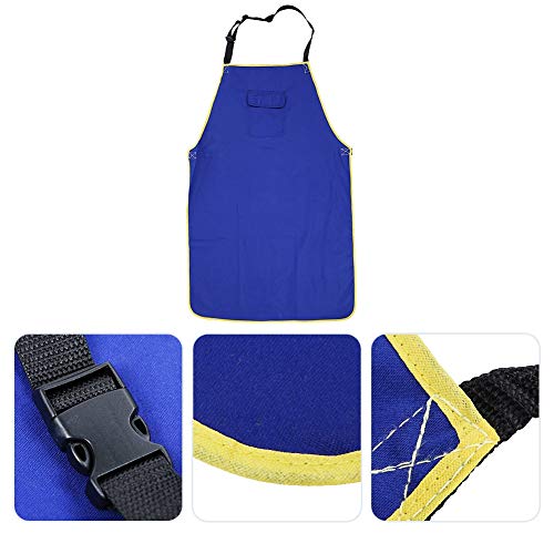 Tear-Resistant Washable Welders Accessory Comfortable Fire Resistant Apron, Blue Durable Flame Retardant Apron, for Cutting Welding