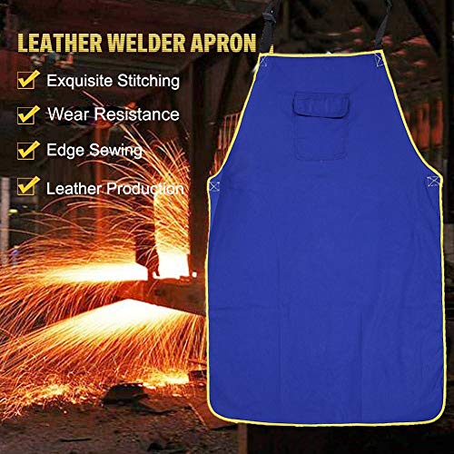 Tear-Resistant Washable Welders Accessory Comfortable Fire Resistant Apron, Blue Durable Flame Retardant Apron, for Cutting Welding