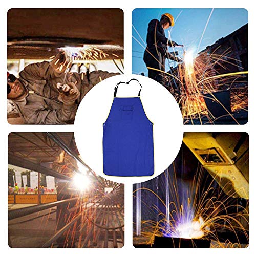 Tear-Resistant Washable Welders Accessory Comfortable Fire Resistant Apron, Blue Durable Flame Retardant Apron, for Cutting Welding