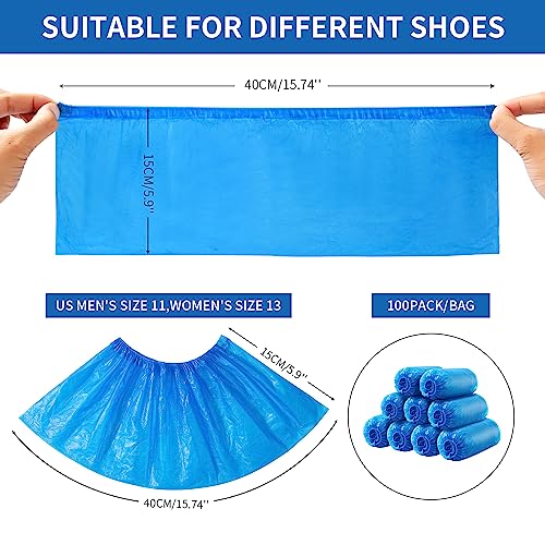 HUADYMEET Shoe Covers Disposable Non Slip For Indoors-100Pack(50 Pairs)-Waterproof Shoes Protector Cover-Durable Boot Booties Covers Fits up to size 11 US Men and 13 US Women,Large,Blue