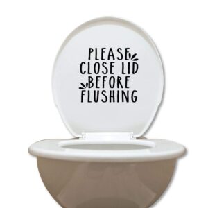 farmhouse styled bathroom toilet lid - "please close lid before flushing" vinyl decal sticker #fmh2