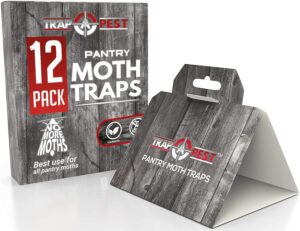 12 pack pantry moth traps - safe and effective for food and cupboard - glue traps with pheromones for pantry moths - trap a pest