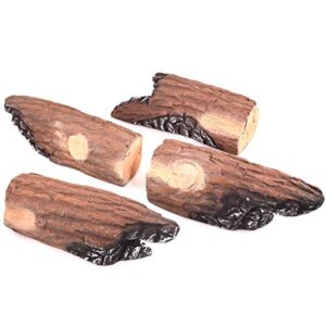 Barton Ceramic Wood Fireplace Decoration 9-Piece of Ceramic Birch Wood Fireplace Log Gas Vented Insert Realistic Logs Set